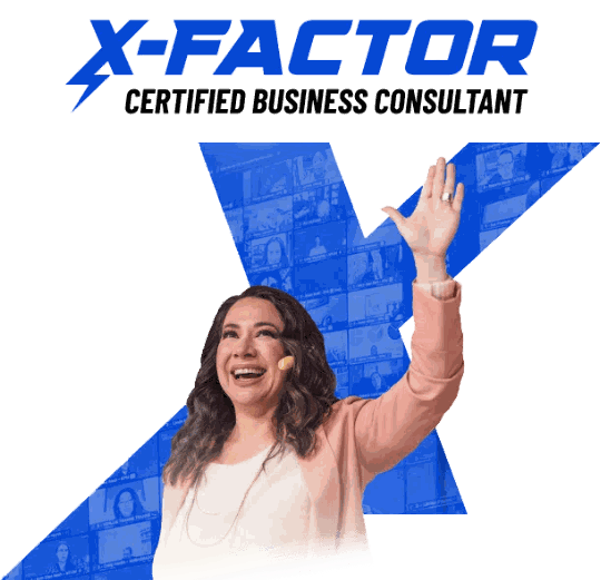Marisa with the X-Factor Certified Business Consultant logo